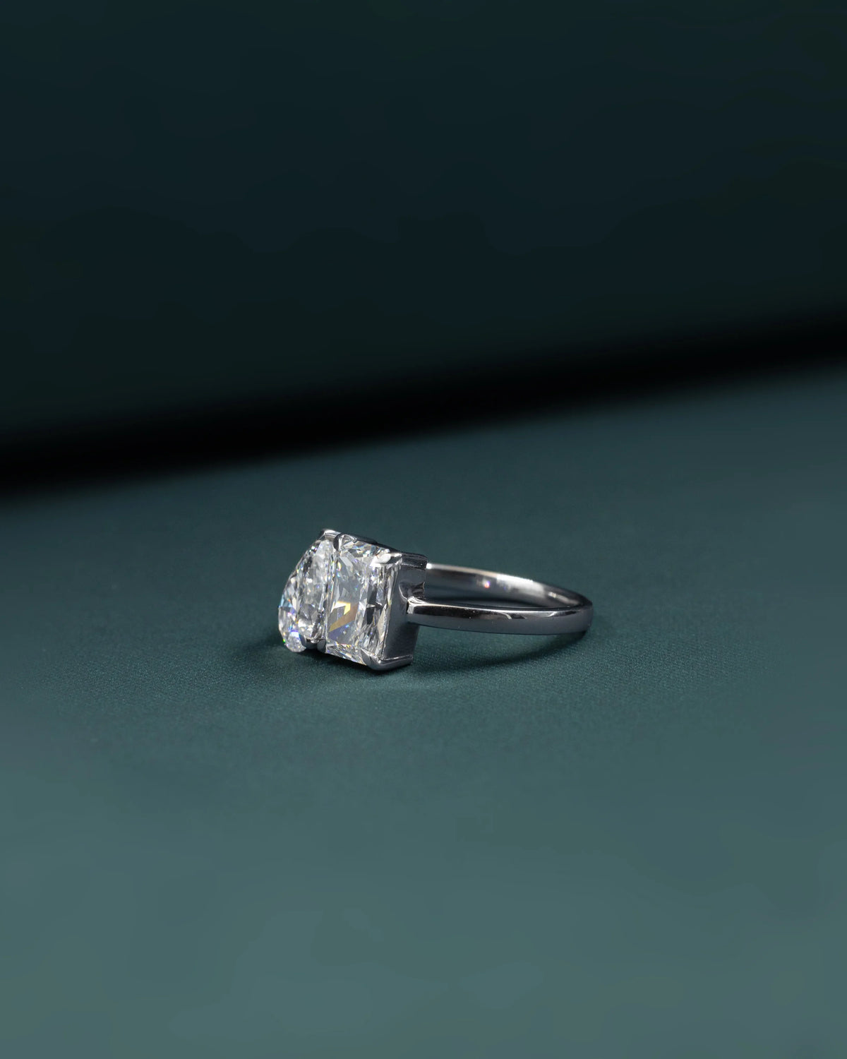 2.80 CTW Pear & Emerald Cut CVD Lab-Grown Diamond Open Duo Ring