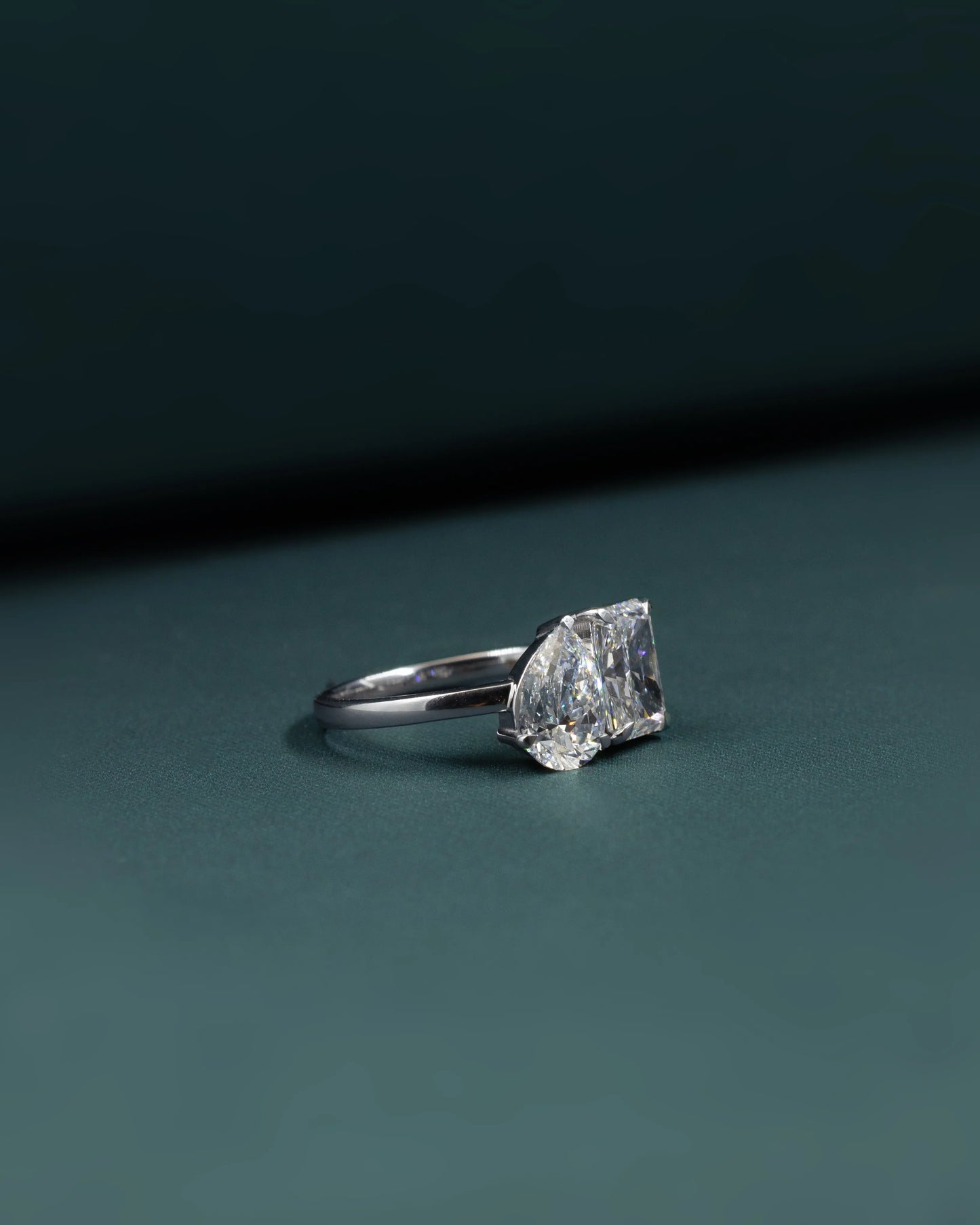2.80 CTW Pear & Emerald Cut CVD Lab-Grown Diamond Open Duo Ring