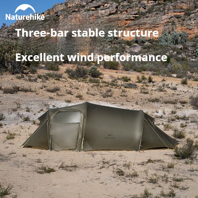 Naturehike OPALUS Series UL Tunnel Type Tent 2-3 Person 4 Season Large Ultralight Hiking Backpacking Outdoor Camping Waterproof 15D 20D Nylon Silicone Tear Resistant Material