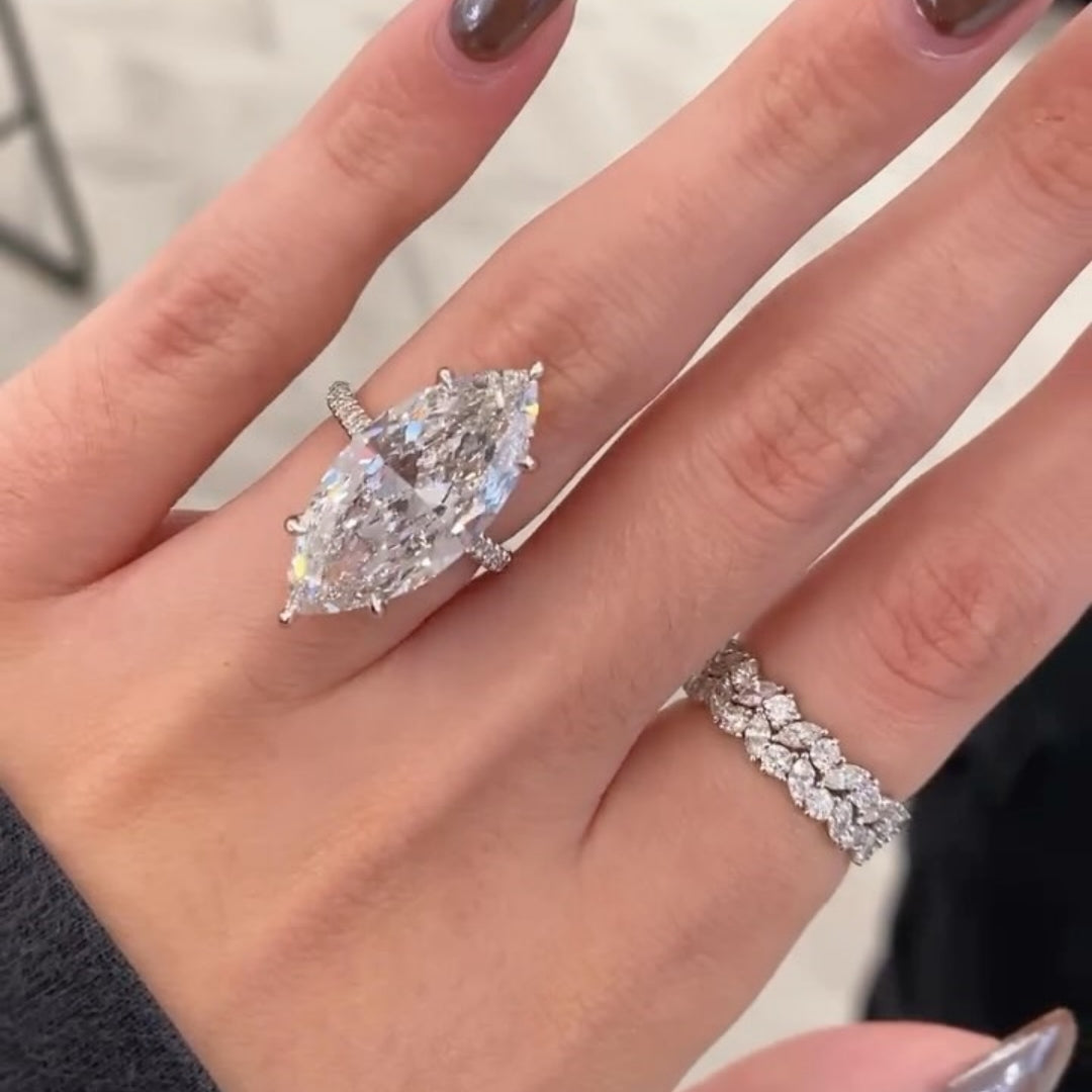 Mesmerizing Pave Marquise Cut 8.0ct Engagement Ring In Sterling Silver