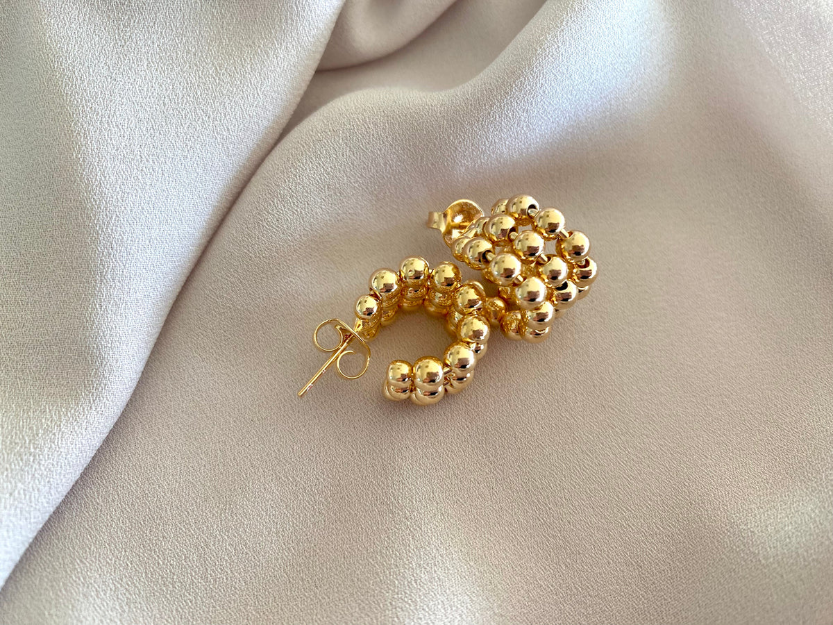 Beaded Hoop Earrings Gold Filled Hoops Chunky Hoop Earrings Christmas Gifts Simple Gold Earrings Unique Statement Jewelry Layered Rings Hoop