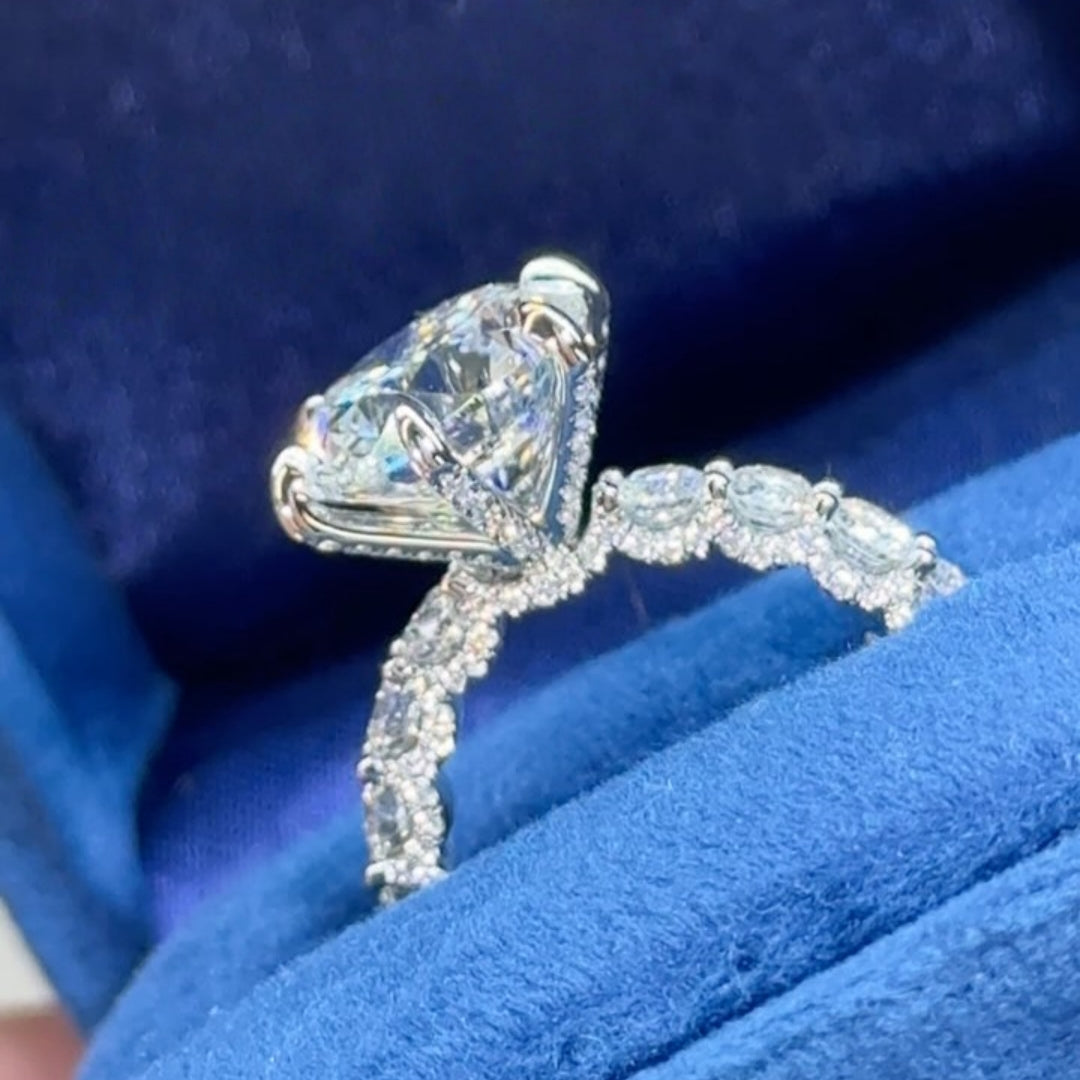 Gorgeous Pave Round Cut 3.0ct Engagement Ring In Sterling Silver