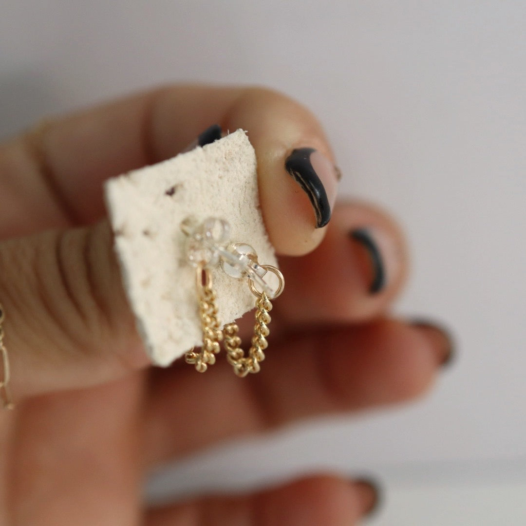 Dainty Curb Chain Drop Earrings - CHoose Your Metal - Sterling Silver or Gold Fill