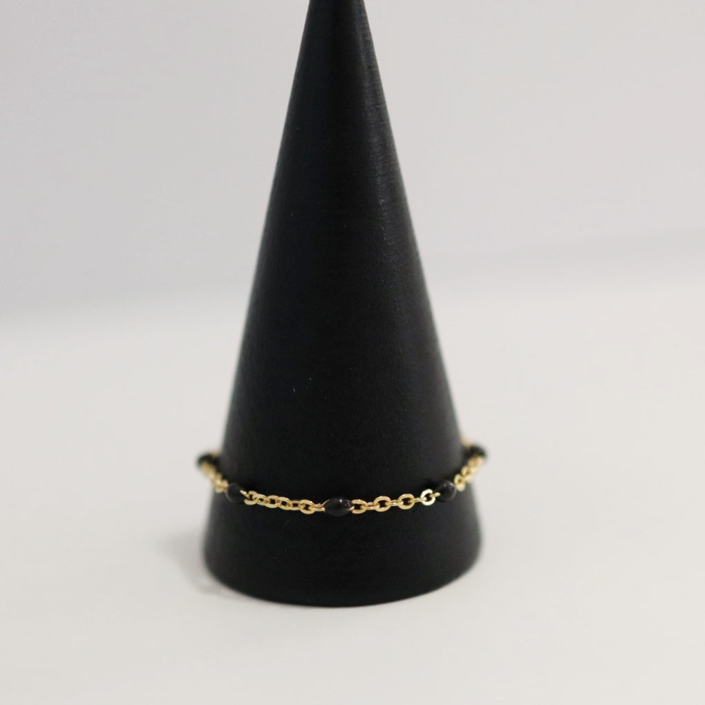 Black and gold chain ring in  14 Karat Yellow Gold / Ready to Ship size 12.5 (can be made smaller)