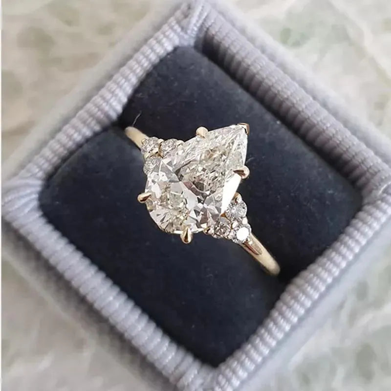 Stunning Pear Cut 3.0ct Side Stone Engagement Ring In Sterling Silver