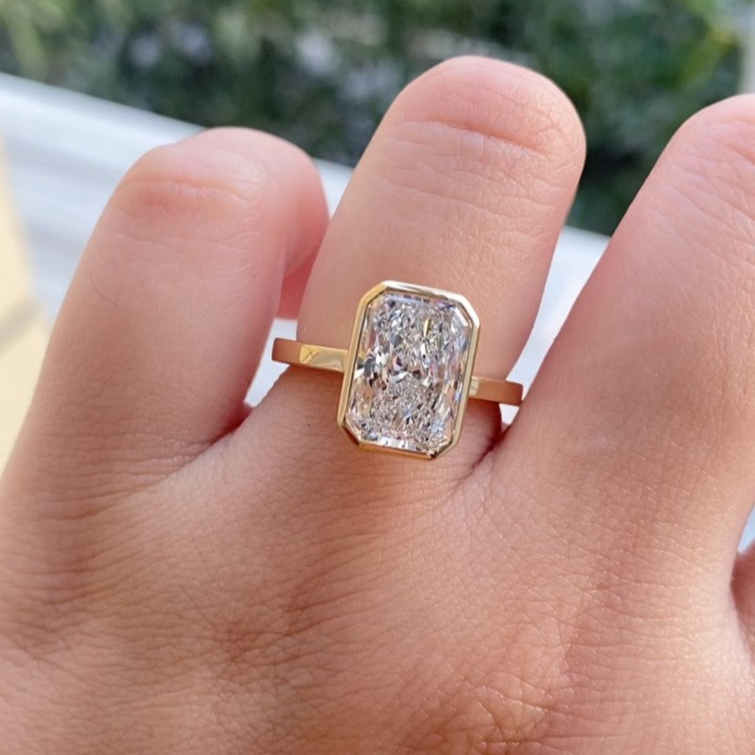 Solarii Pristine Radiant Cut Solitaire Set For Women In Sterling Silver