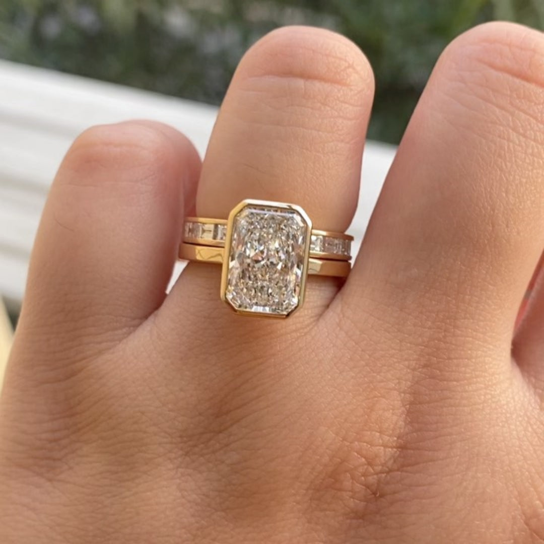 Solarii Pristine Radiant Cut Solitaire Set For Women In Sterling Silver