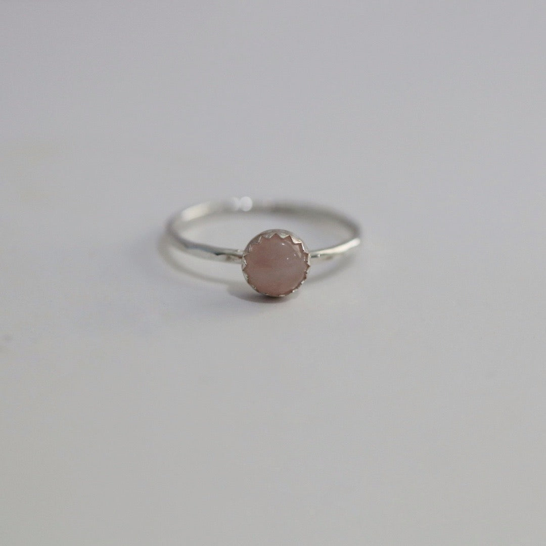 Rose Quartz and Sterling Silver Gemstone Stacking Ring