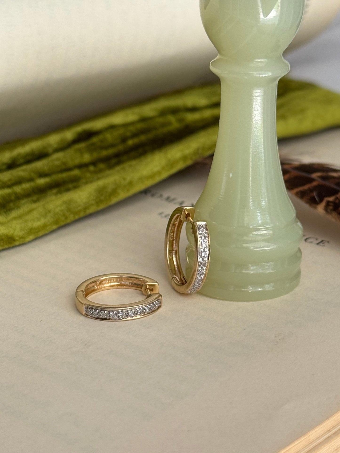 Vintage 14k & Diamond Hoops