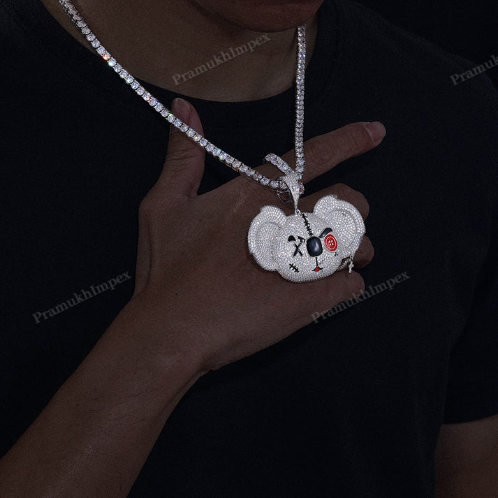 S925 Moissanite Angry Koala Bear Pendant