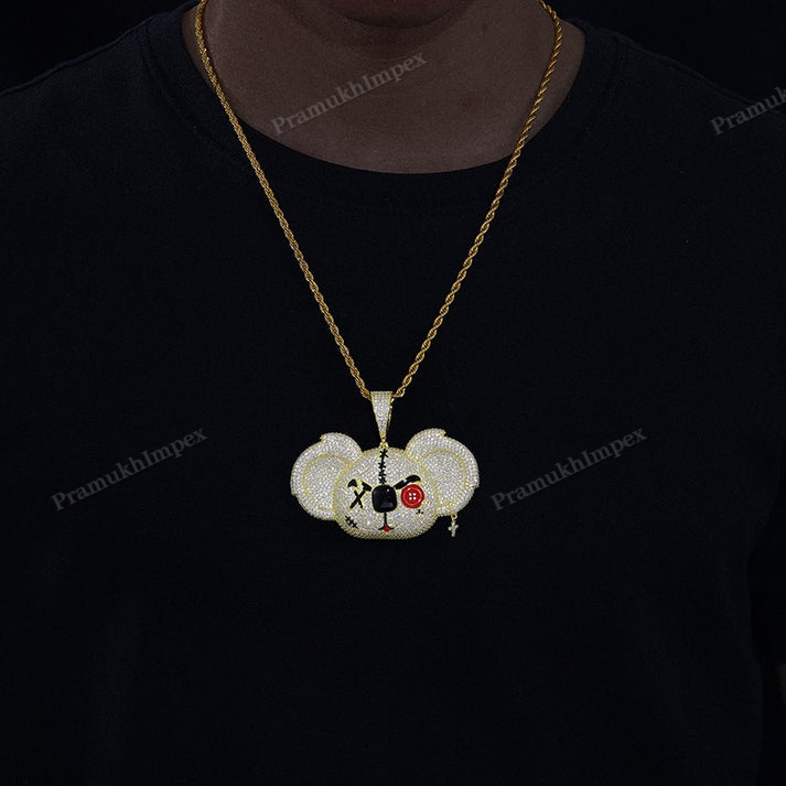 S925 Moissanite Angry Koala Bear Pendant