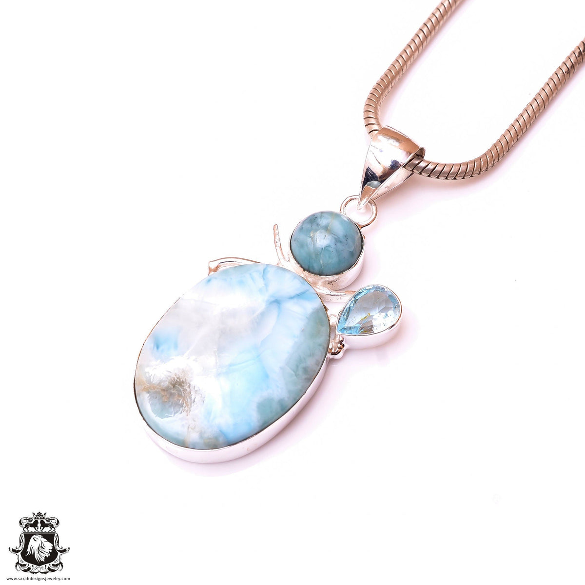 Caribbean Larimar Pendant & 3MM Italian Chain P9933