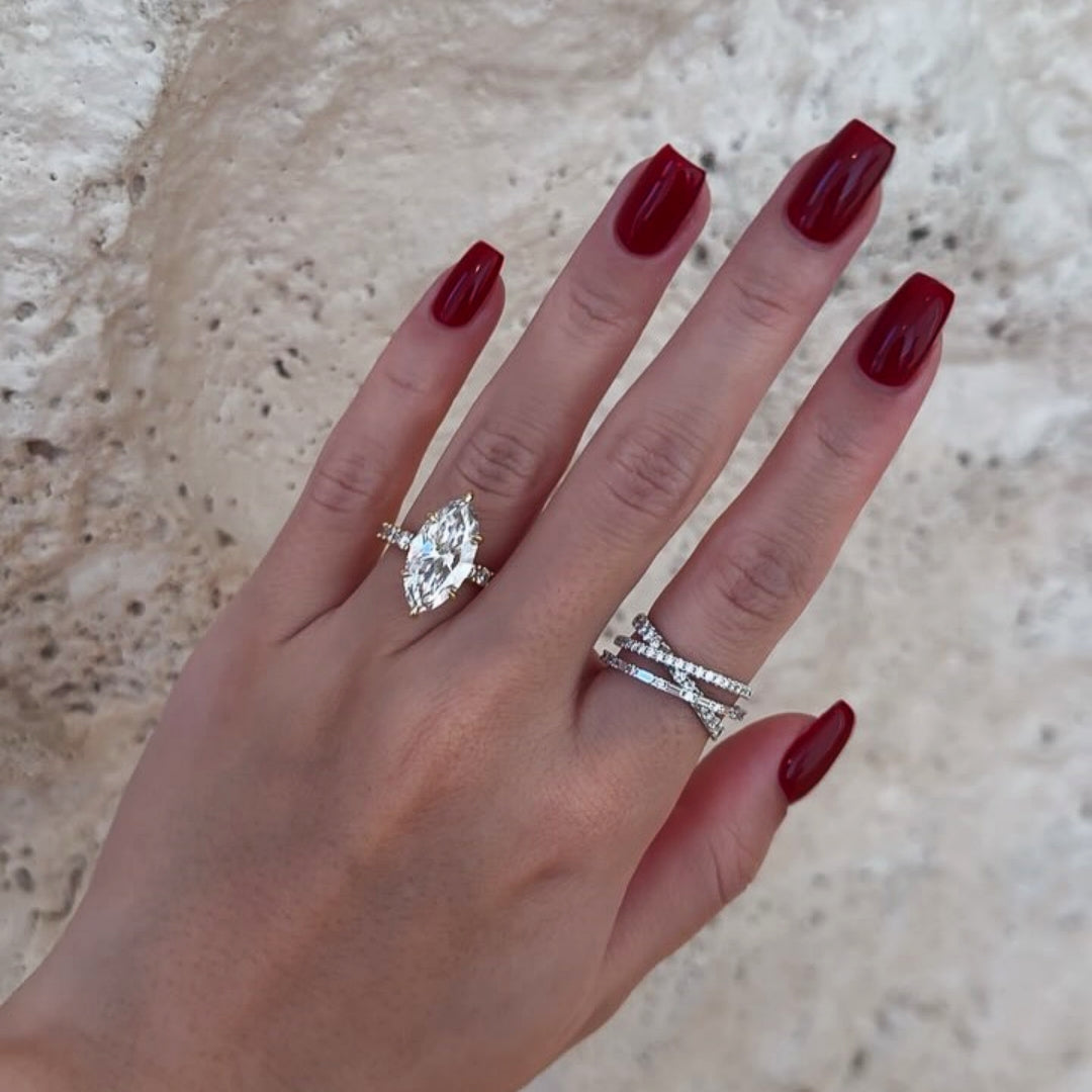 Charming Pave Marquise Cut 5.0ct Engagement Ring In Sterling Silver