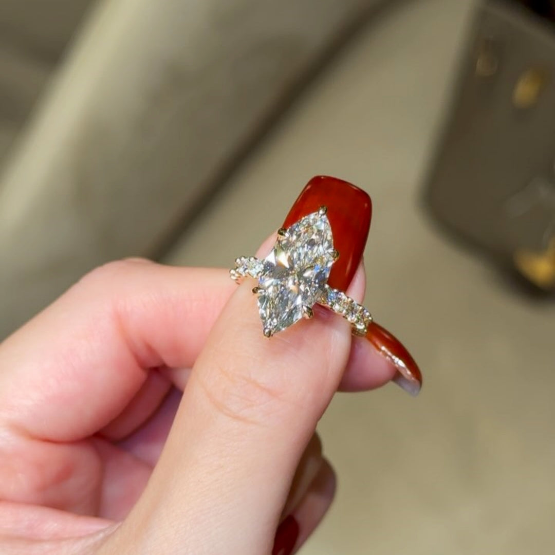 Charming Pave Marquise Cut 5.0ct Engagement Ring In Sterling Silver