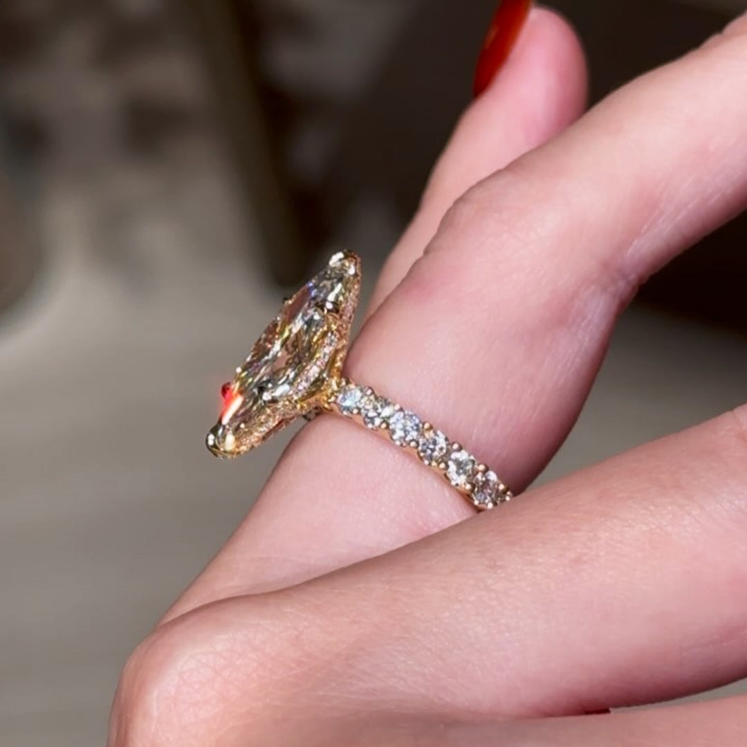 Charming Pave Marquise Cut 5.0ct Engagement Ring In Sterling Silver