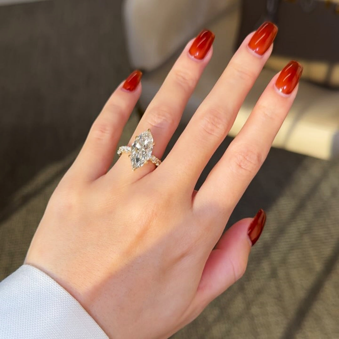Charming Pave Marquise Cut 5.0ct Engagement Ring In Sterling Silver