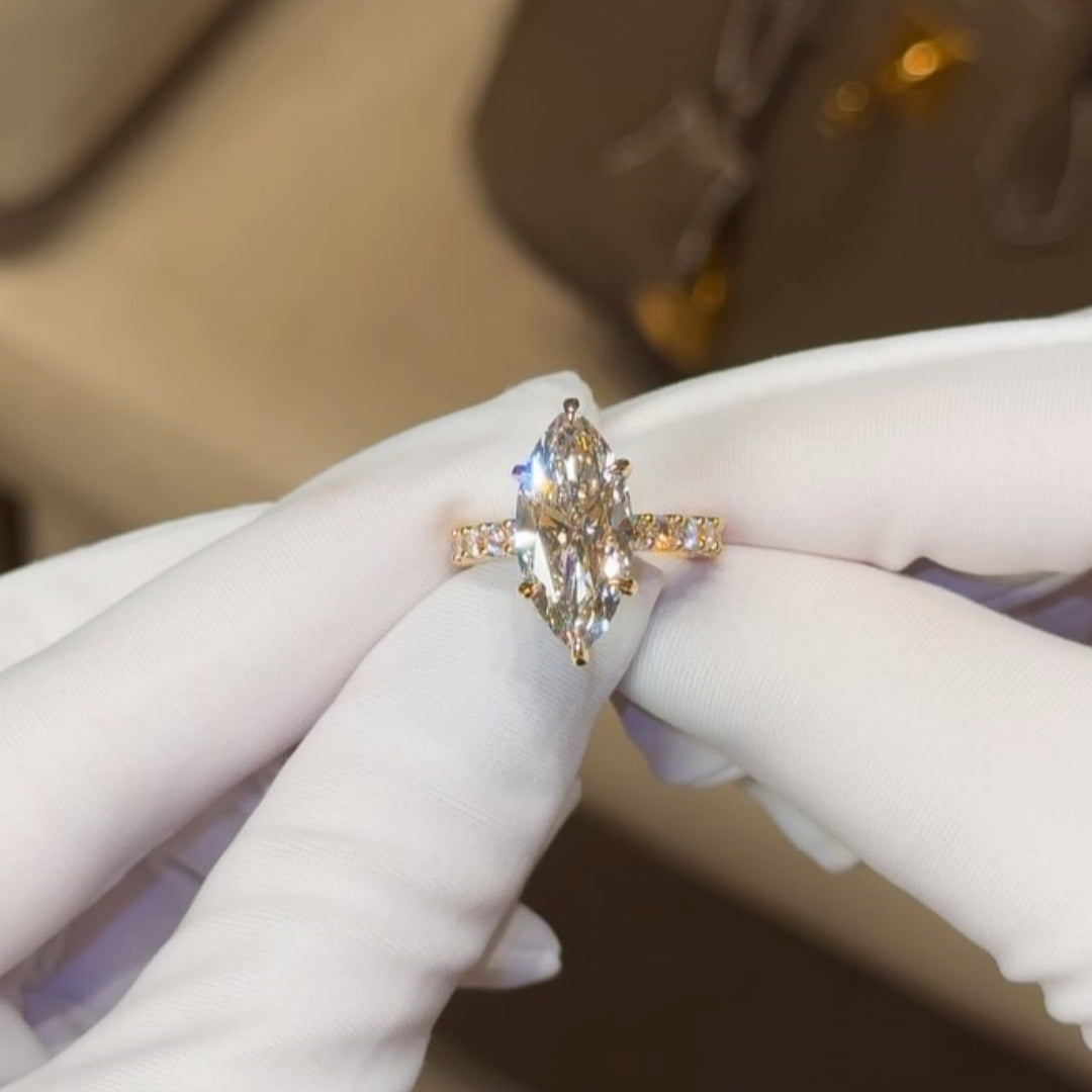 Charming Pave Marquise Cut 5.0ct Engagement Ring In Sterling Silver