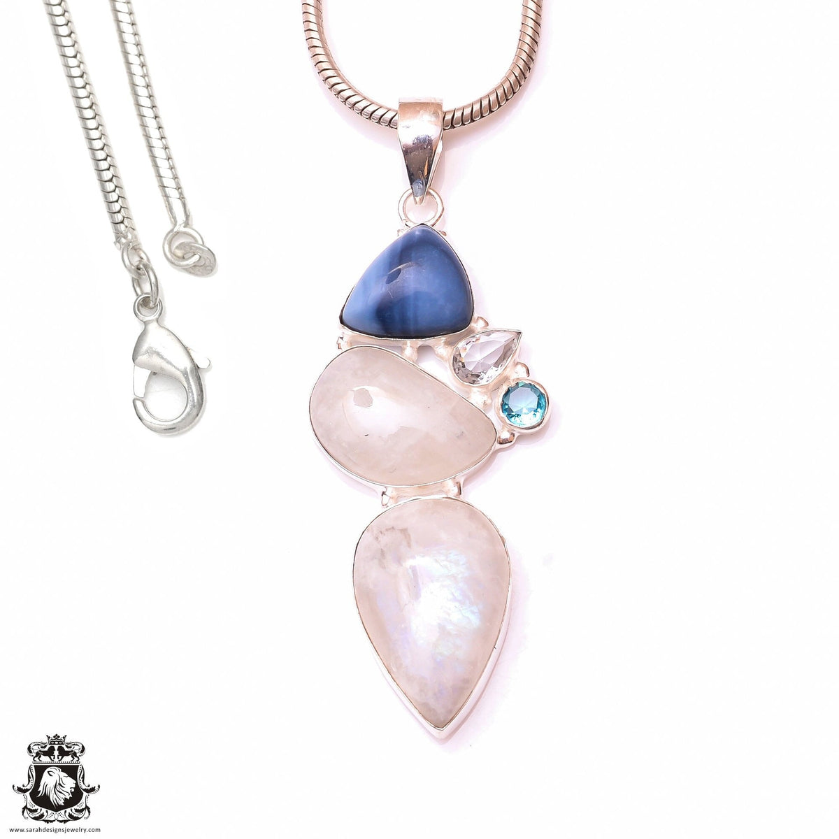 Rainbow Moonstone Owyhee Opal Pendant & 3MM Italian Chain P9999
