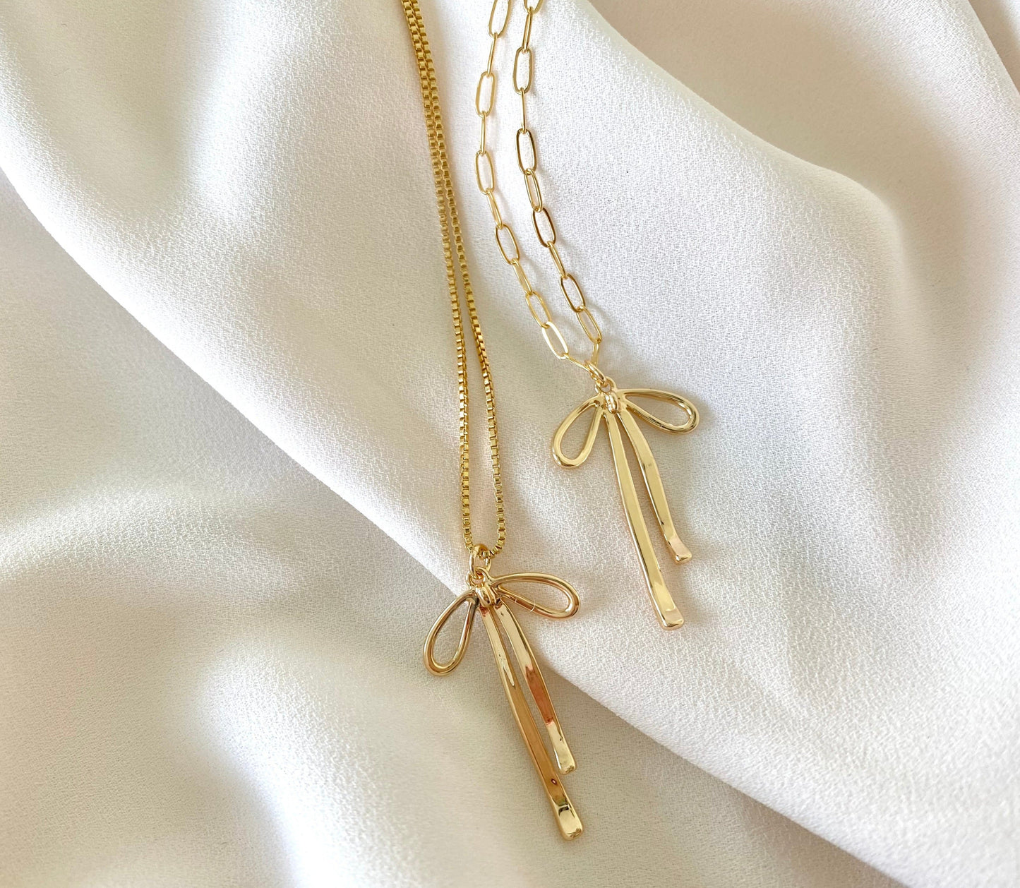Gold Filled Ribbon Pendant Necklace - Girlfriend Gift Idea