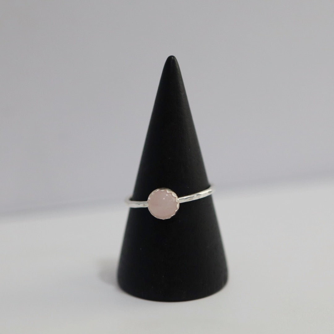Rose Quartz and Sterling Silver Gemstone Stacking Ring