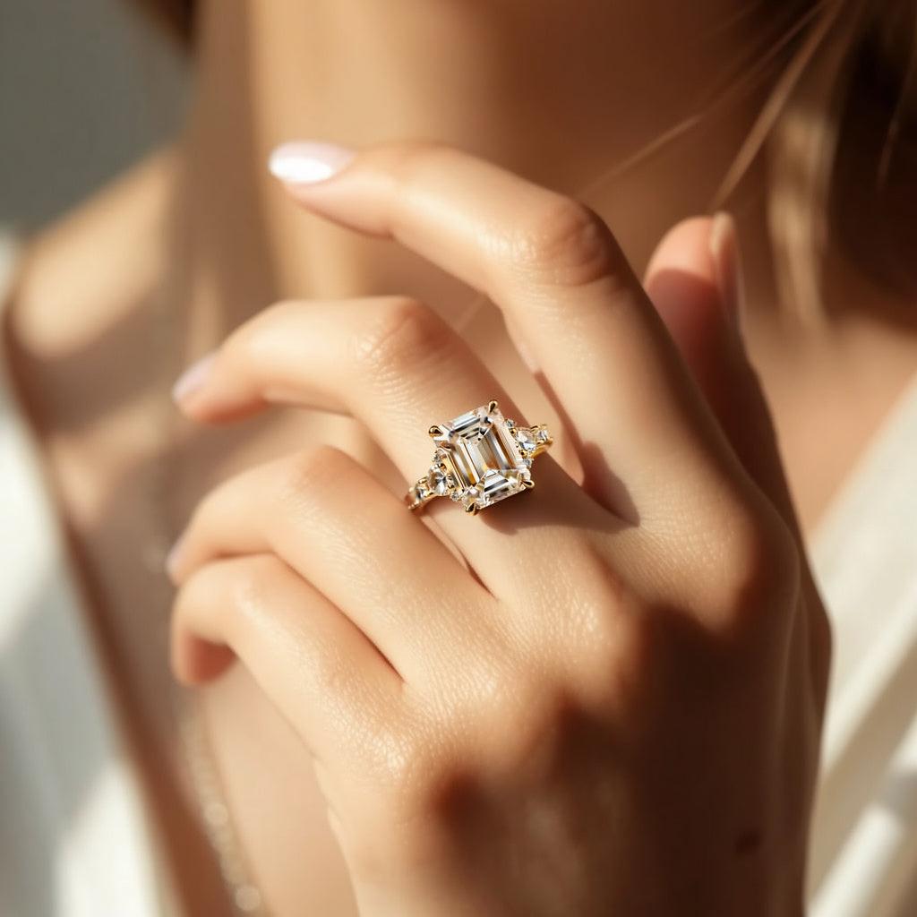 Alexandra’s Radiance | 3CT Emerald Cut Diamond Solitaire Engagement Ring