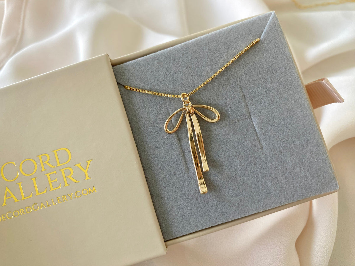 Gold Filled Ribbon Pendant Necklace - Girlfriend Gift Idea