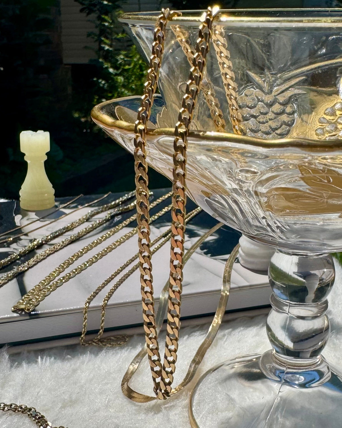 Vintage 14k Yellow Gold Flat Curb Chain