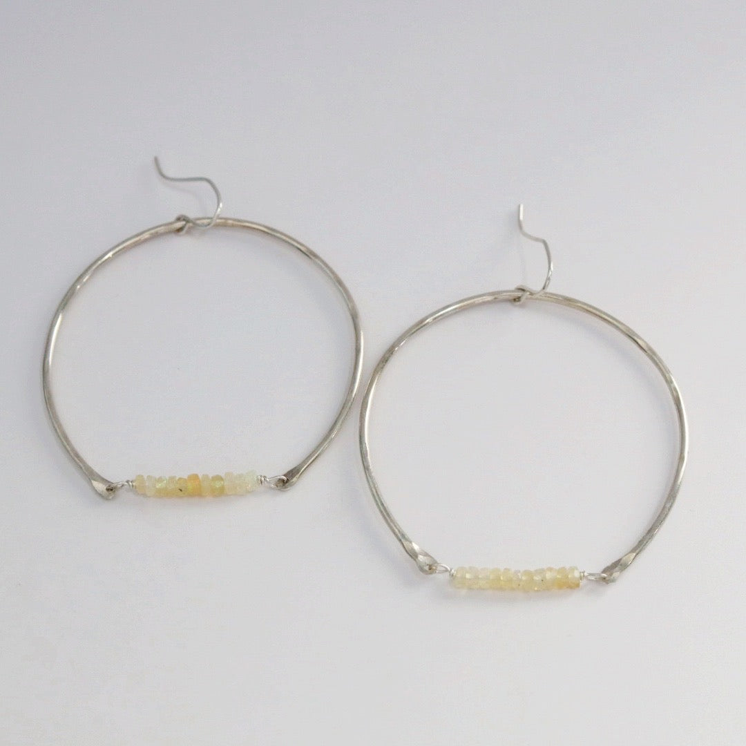 Opal Crescent Statement Earrings in Sterling Silver / Ready to Ship