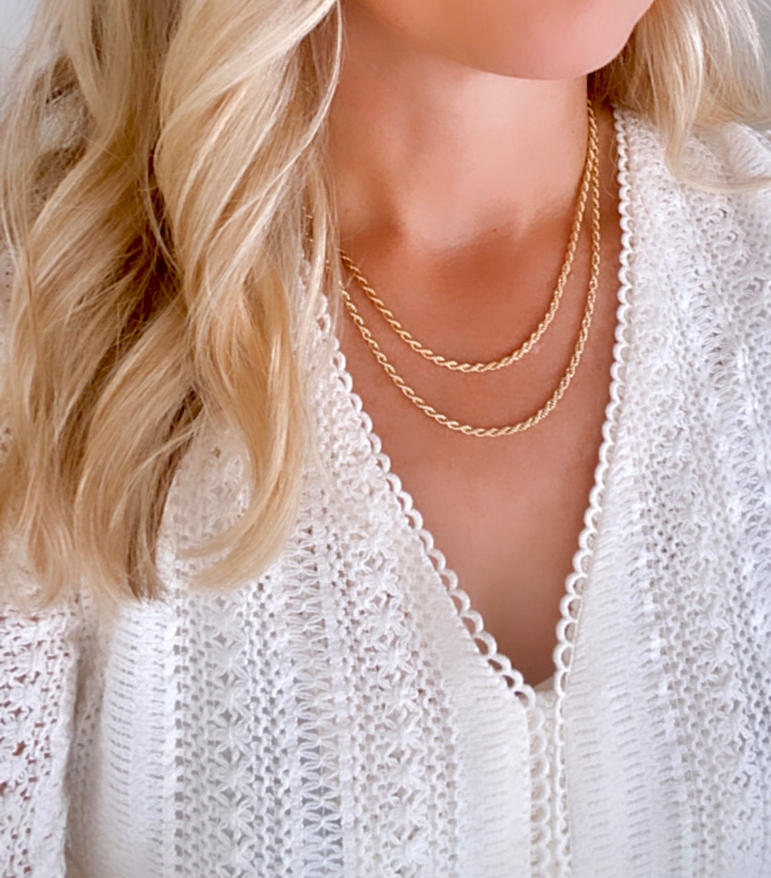 Gold Filled Dot Bead Chain Necklace Minimalist Layering Necklaces for Women - Rope Twist Paperclip