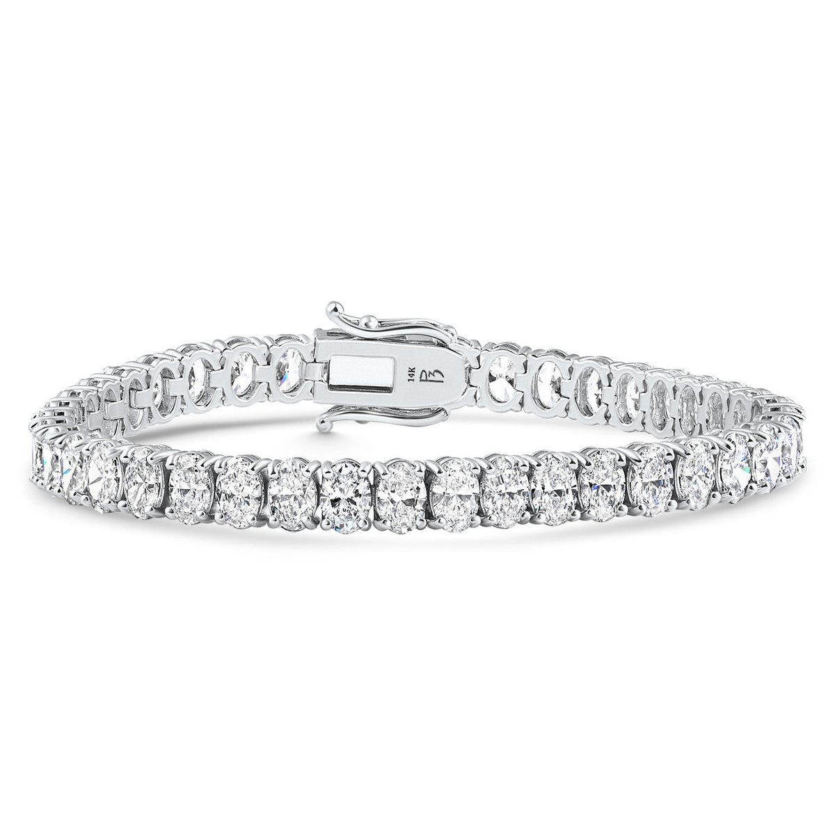 16Ct TW Oval Diamond Tennis Bracelet 14k Gold 7" Lab Grown