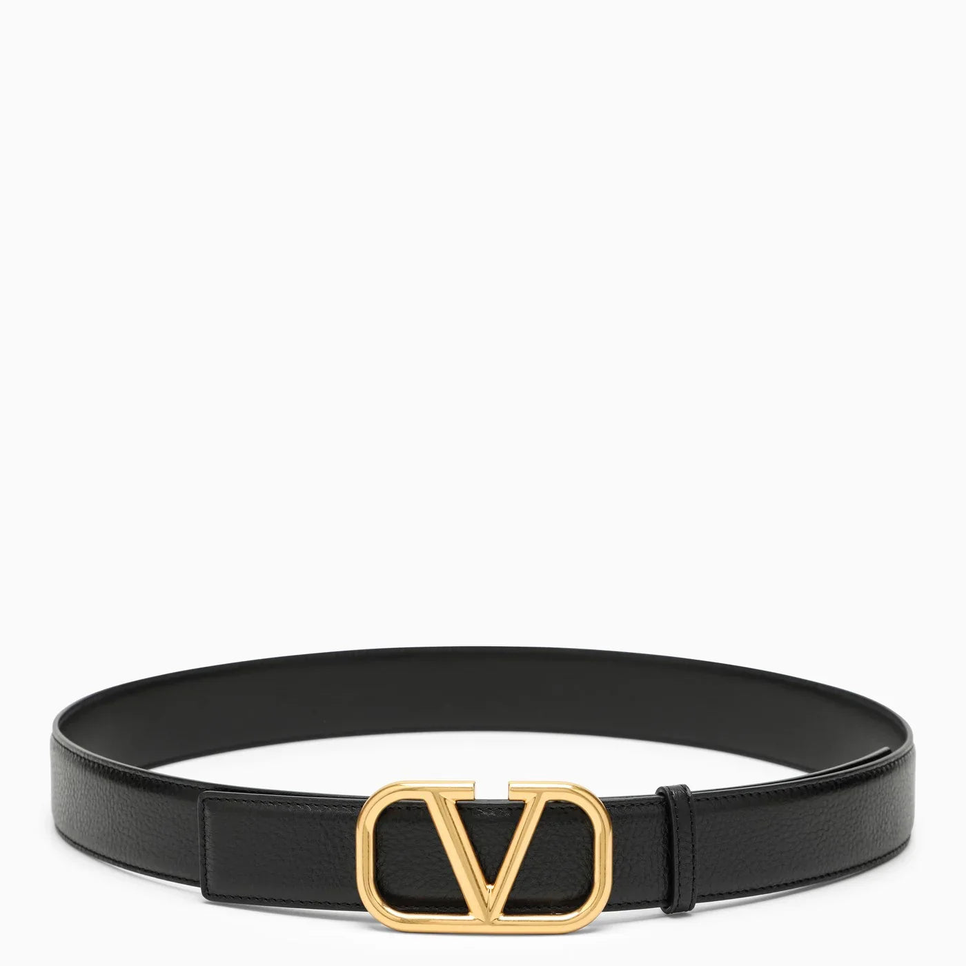 Valentino Garavani - Vlogo black/gold leather belt