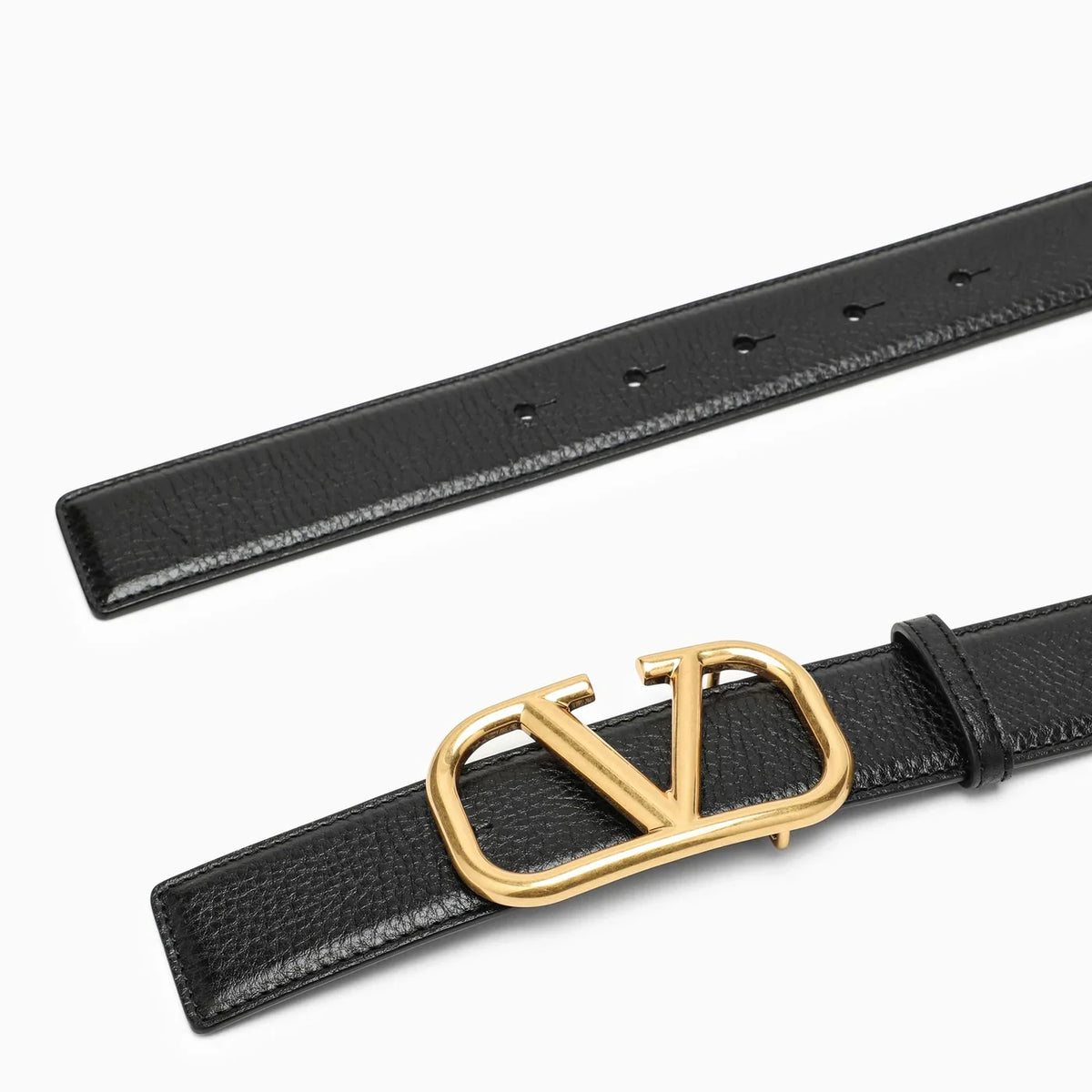 Valentino Garavani - Vlogo black/gold leather belt