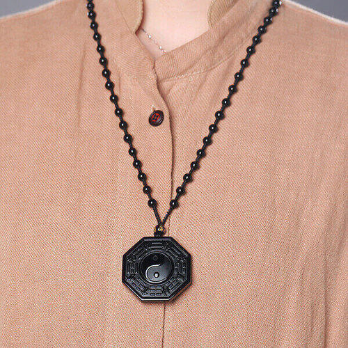 Yin and Yang Black Obsidian Positivity Necklace