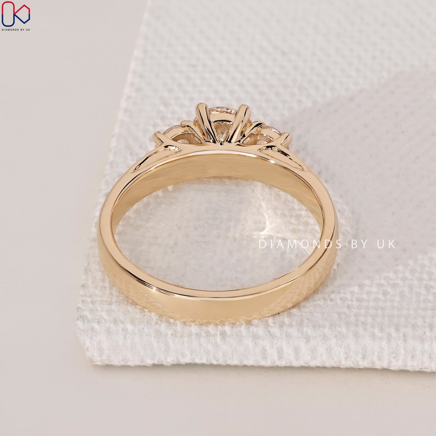 Yellow Gold Three Stone Round Diamond Ring