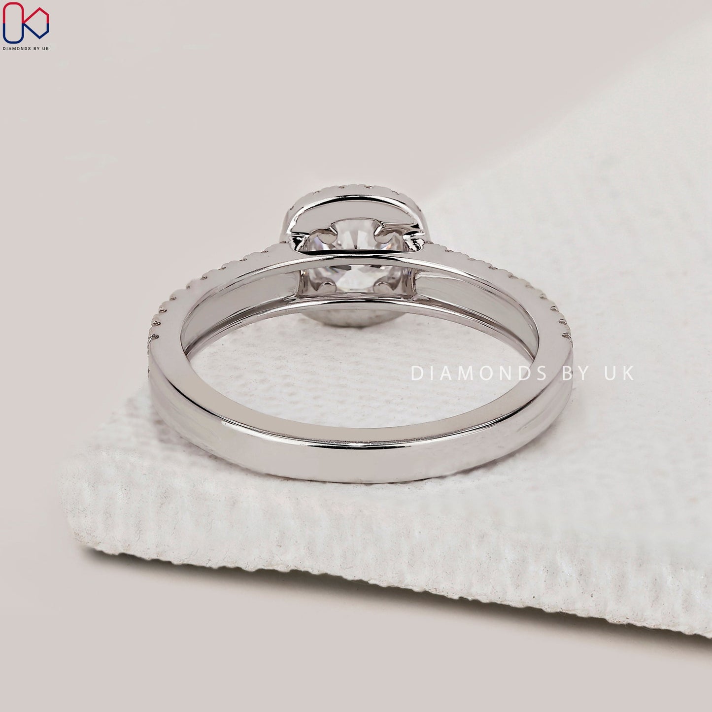 Round Diamond Double Row Pave Engagement Ring