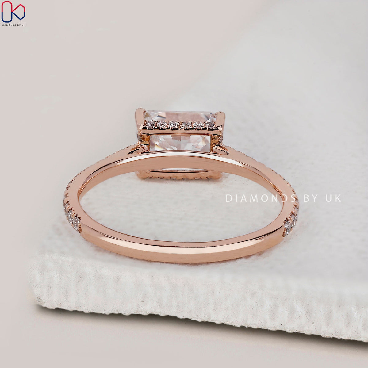 Radiant Cut Hidden Halo Engagement Ring