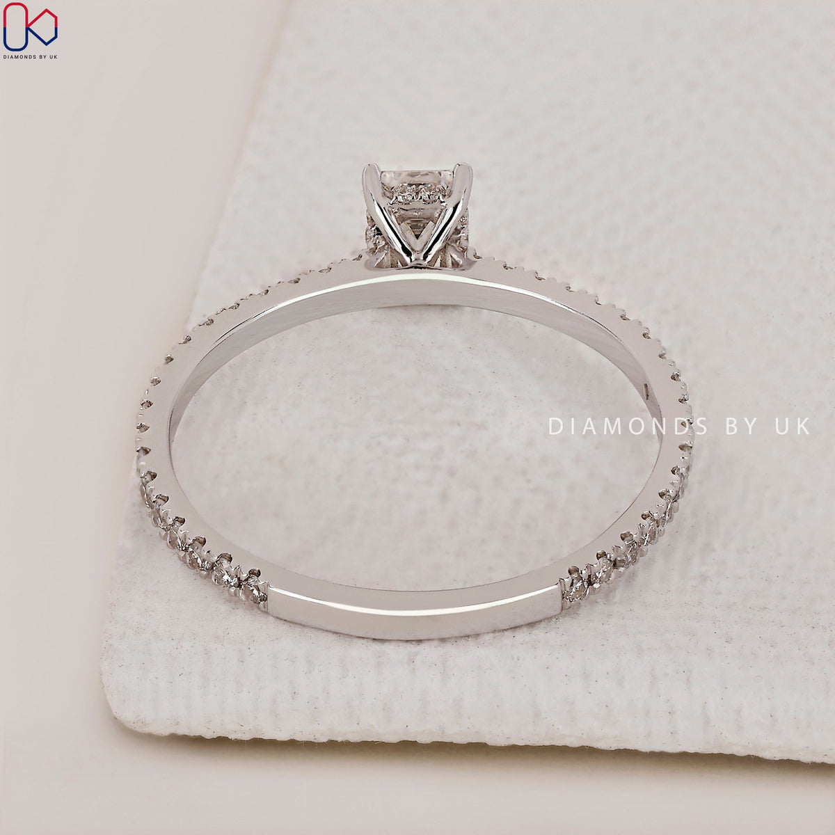 Emerald Cut Engagement Ring - Hidden Halo