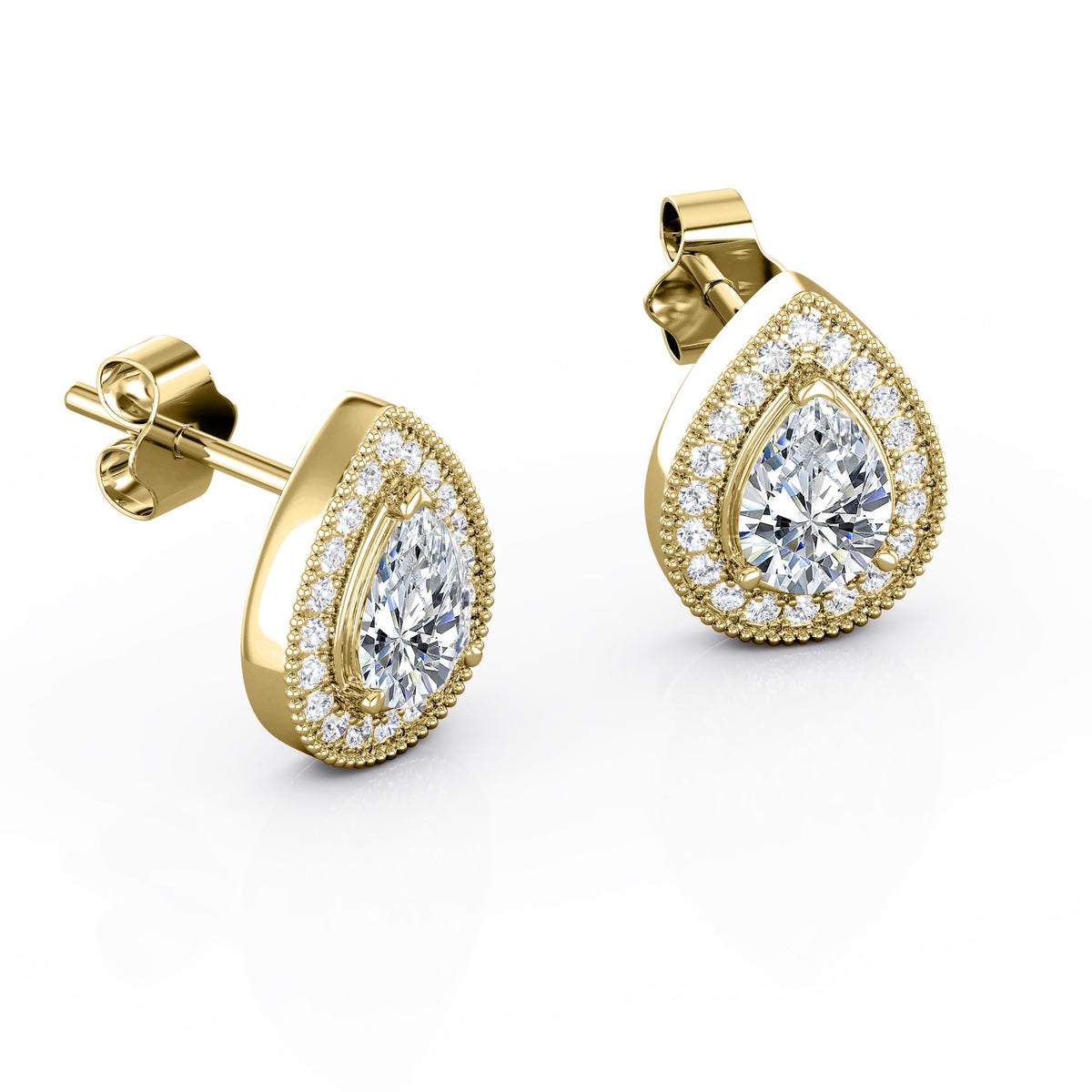 Milgrain Set Moissanite and Diamond Stud Earrings
