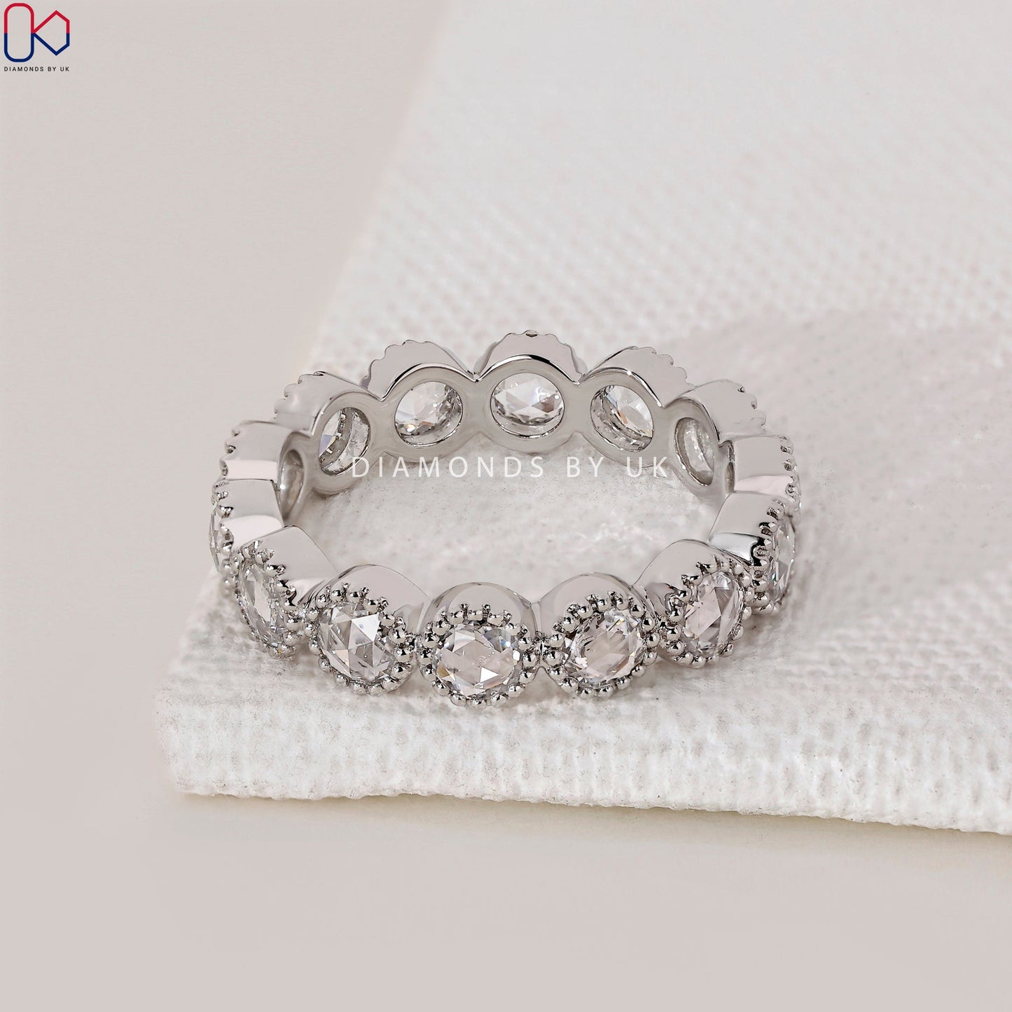 Milgrain Bezel Full Eternity Band In White Gold