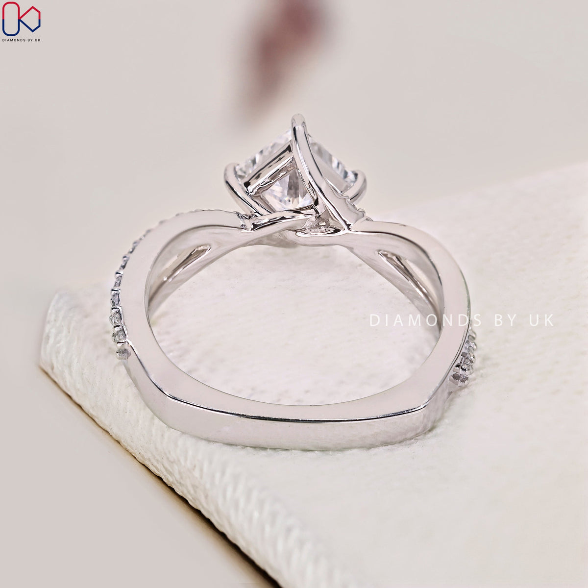 Twisted Pave Princess Cut Diamond Ring