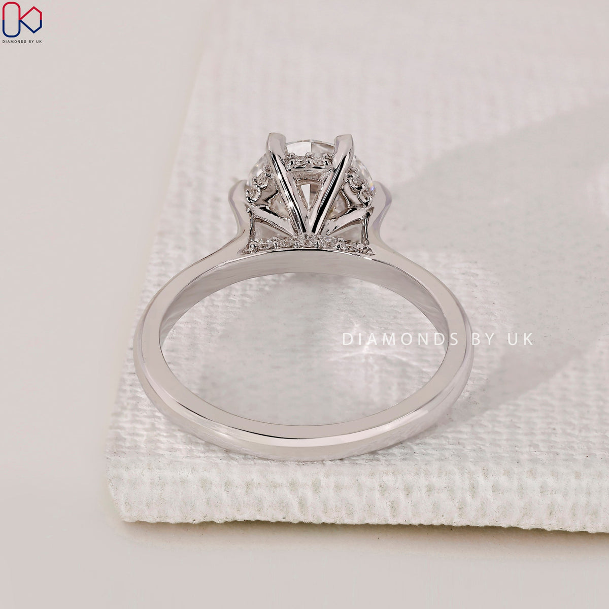 Round Diamond Hidden Halo In Cathedral Setting Ring