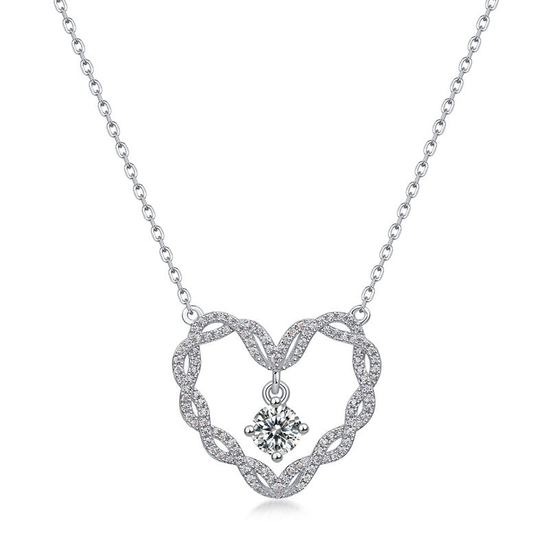 Moissanite Infinity Twisted Heart Pendant Necklace