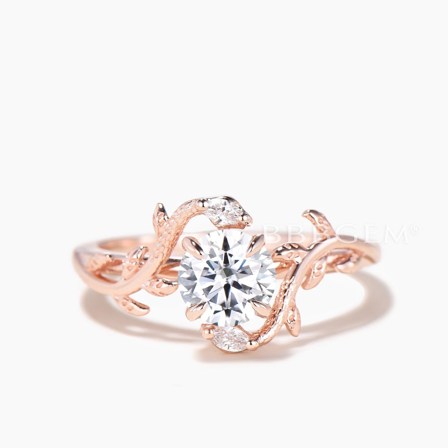 Round IGI Certificate Lab Grown Diamond Nature Inspired Ring Double Snake Ring