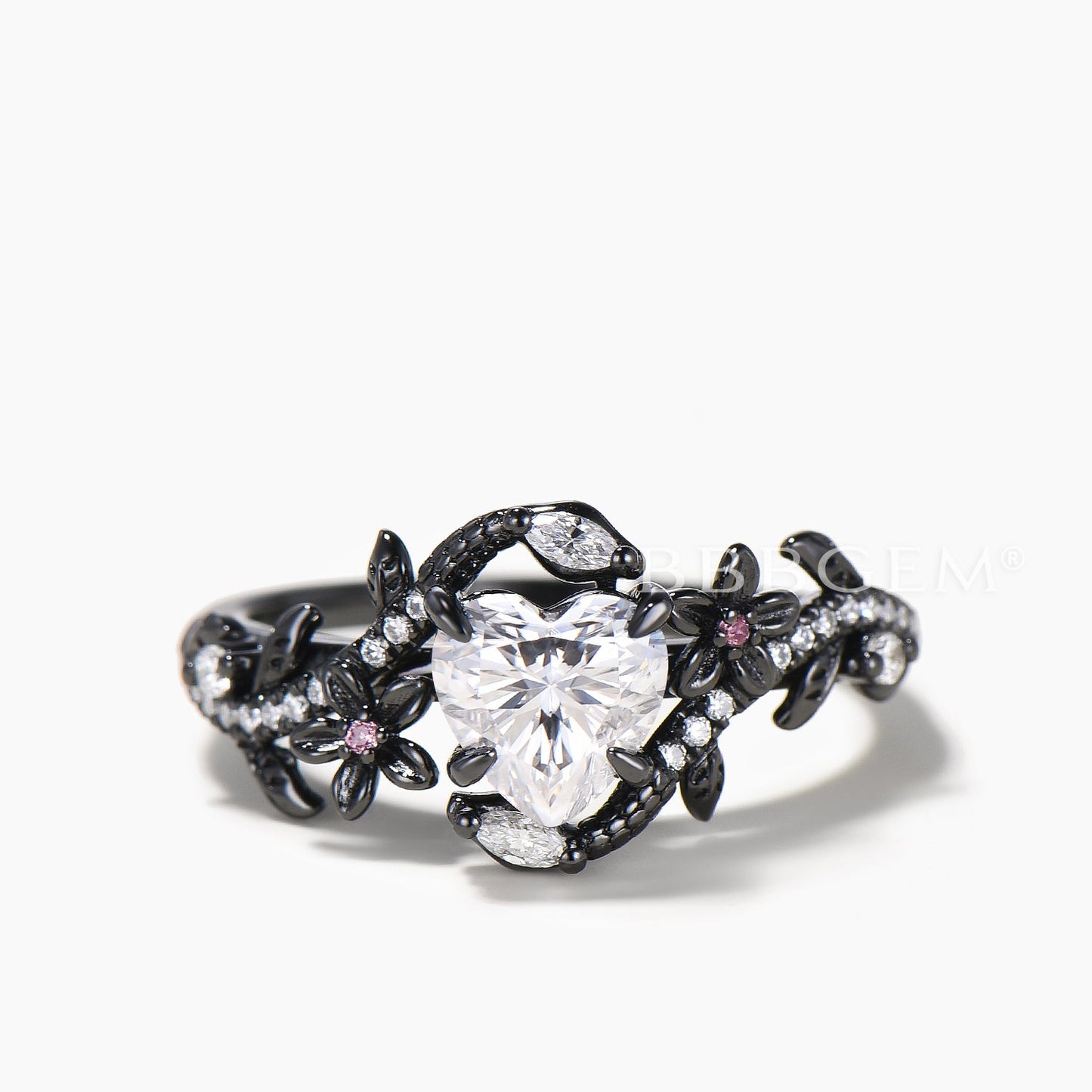 Heart Cut IGI Certificate Lab Grown Diamond Tourmaline Inspired Wedding Ring