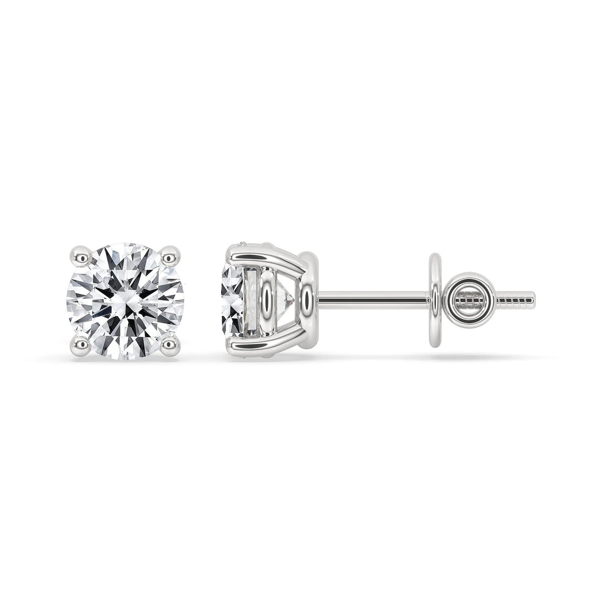 925 Silver Earrings - 5 MM Round Moissanite