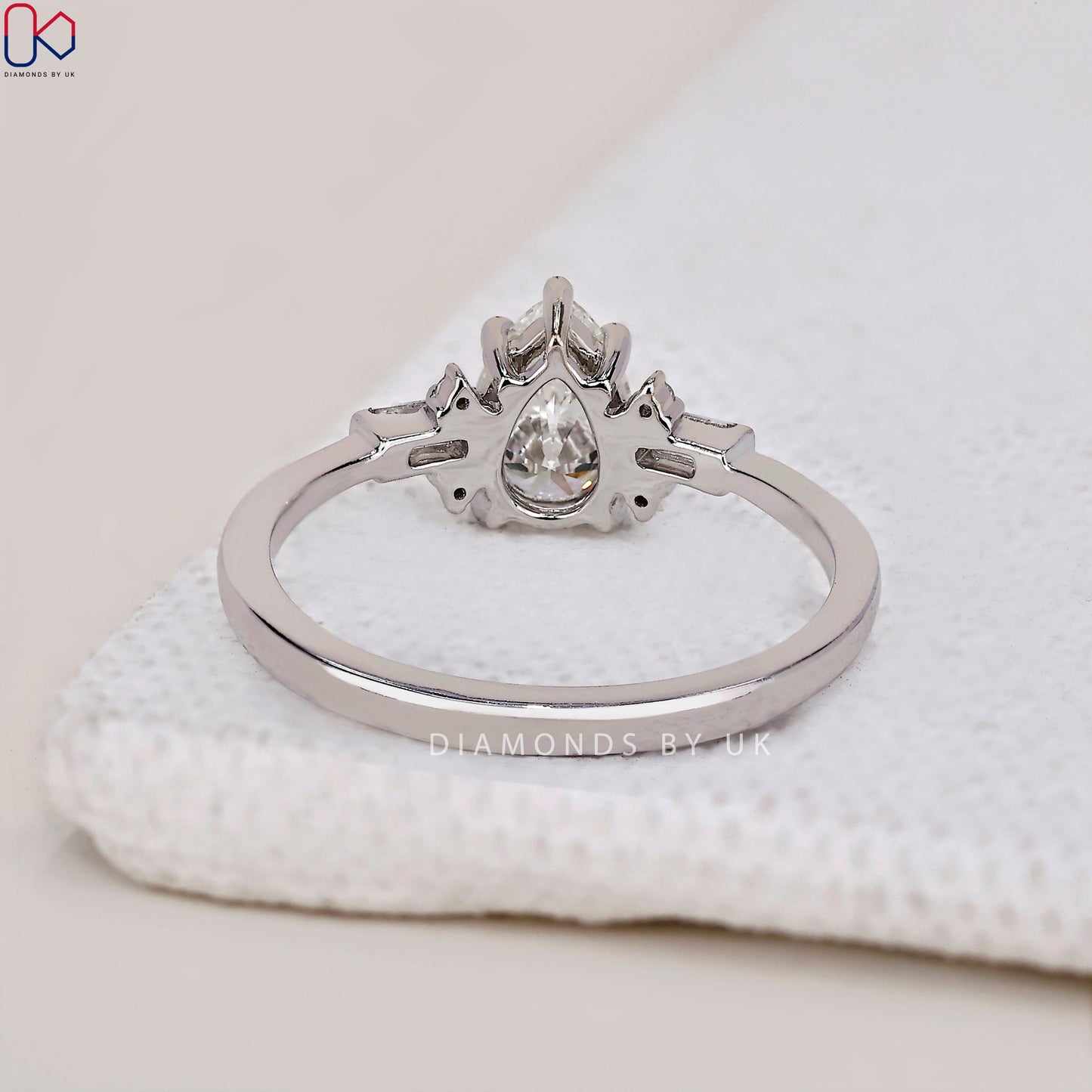 White Gold Tear Drop Diamond Ring