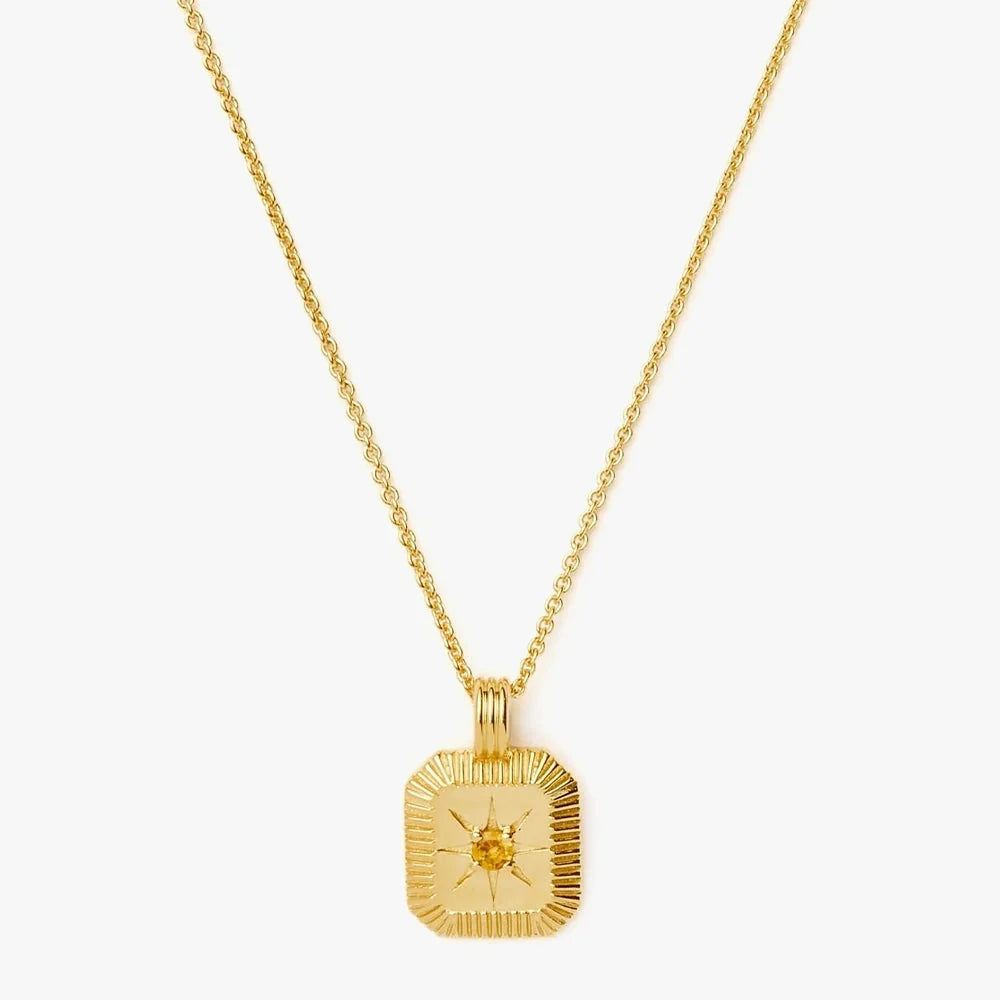 November Birthstone Pendant Necklace | 18K Gold Vermeil/Citrine