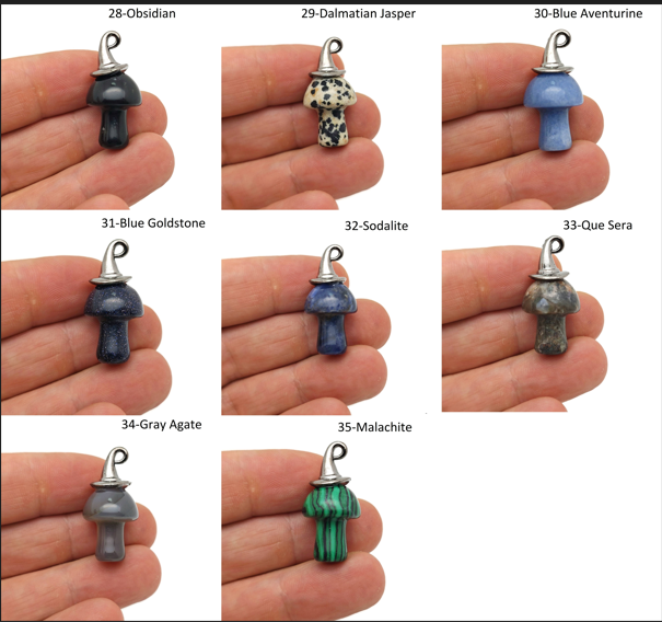 Halloween Hat Gemstone Mushroom - Gemstone Pendant - 25mm - MIX