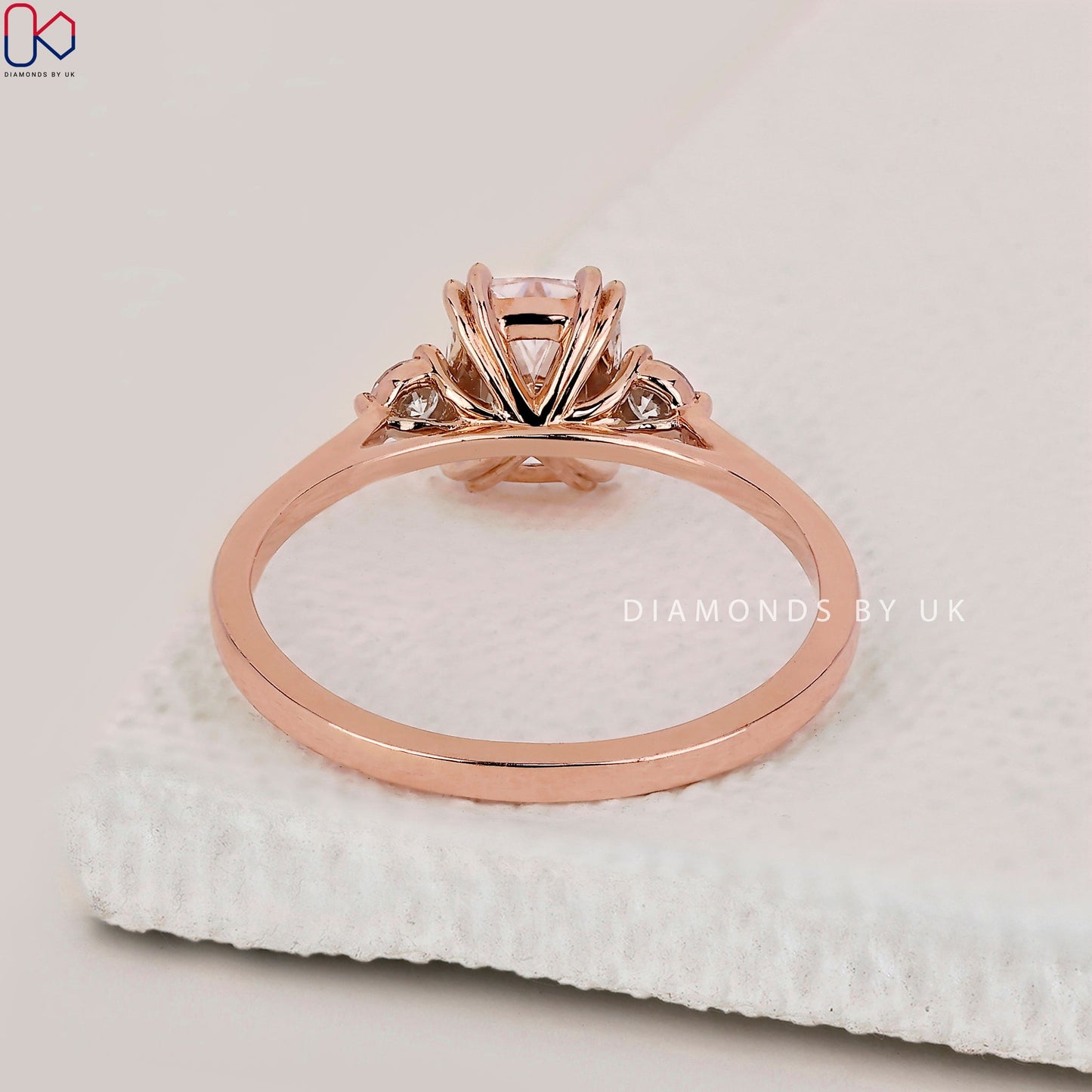 Cushion and Round Cut 3 Stone Engagement Ring