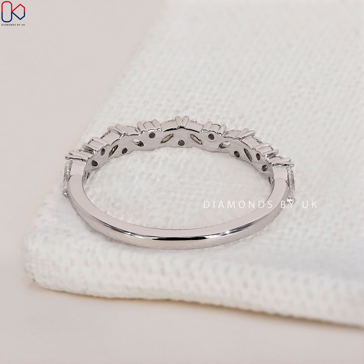 Half Eternity Wedding Band - Marquise And Round Diamond